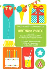 Colorful Childrens Party - Invitación de Cumpleaños